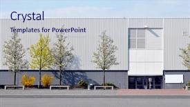  Presentation with modern building - Presentation design enhanced with modern industrial building background and a sky blue colored foreground