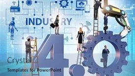  Presentation with technical - PPT layouts enhanced with modern-industry-4-0-technical background and a teal colored foreground