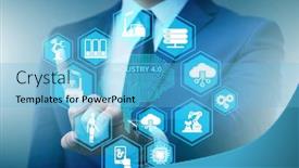  Presentation with technical - Audience pleasing theme consisting of modern-industry-4-0-technical backdrop and a light blue colored foreground