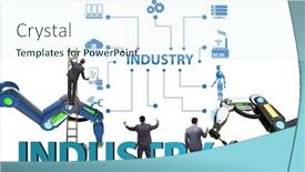  Presentation with technical - Amazing presentation design having modern-industry-4-0-technical backdrop and a sky blue colored foreground