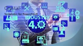  Presentation with technical - Slide set with modern-industry-4-0-technical background and a light blue colored foreground