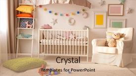  Presentation with room interior design - Beautiful PPT theme featuring modern interior design of baby backdrop and a coral colored foreground