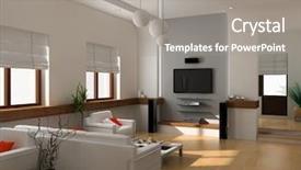  Presentation with interior design - Presentation design enhanced with modern interior design private apartment background and a gray colored foreground
