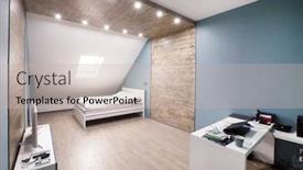  Presentation with bedroom modern - Audience pleasing slide deck consisting of modern interior of bedroom with wooden decor backdrop and a soft green colored foreground