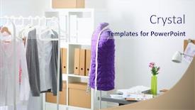  Presentation with interior designer - Slide deck enhanced with modern interior of designer workplace background and a sky blue colored foreground