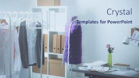  Presentation with interior designer - Theme with modern interior of designer workplace background and a sky blue colored foreground