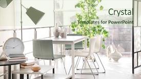  Presentation with room - Audience pleasing presentation theme consisting of modern interior of dinning room backdrop and a  colored foreground