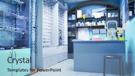  Presentation with optic - Colorful presentation design enhanced with modern interior of optic store backdrop and a light blue colored foreground