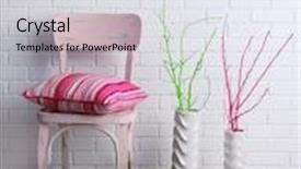  Presentation with white brick - Slides with modern interior with chair and pillow on white brick wall background background and a sky blue colored foreground