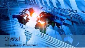  Presentation with international business - Presentation theme featuring modern international business background and a light blue colored foreground