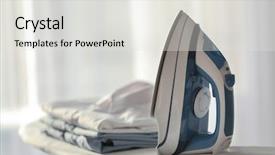  Presentation with iron - Amazing slides having modern iron and clean clothes backdrop and a light gray colored foreground