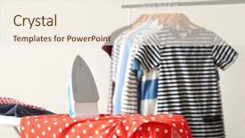  Presentation with clean - PPT layouts with modern iron and clean clothes background and a sky blue colored foreground