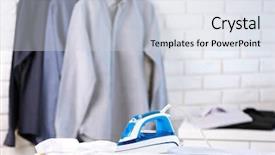  Presentation with dry cleaning - Beautiful slide deck featuring modern iron and clothes backdrop and a lemonade colored foreground
