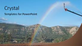  Presentation with land irrigation - Slides consisting of modern irrigation pivot system watering background and a light blue colored foreground