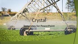  Presentation with irrigation - Audience pleasing theme consisting of modern irrigation pivot system watering backdrop and a coral colored foreground