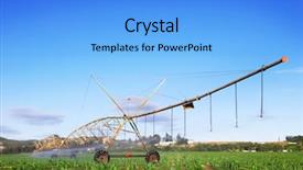  Presentation with irrigation - PPT theme with modern irrigation pivotal system watering background and a light blue colored foreground