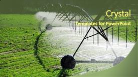  Presentation with irrigation - PPT theme with modern irrigation system watering background and a tawny brown colored foreground