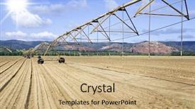  Presentation with water irrigation - Theme consisting of modern irrigation system background and a coral colored foreground