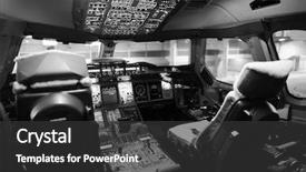  Presentation with cockpit - Amazing slides having modern jet aircraft cockpit interior backdrop and a dark gray colored foreground