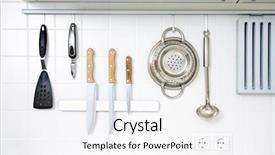  Presentation with kitchen utensils - Presentation theme with modern kitchen at home background and a white colored foreground