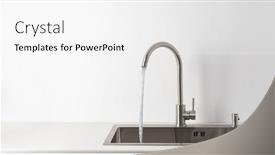  Presentation with kitchen sink splash - PPT theme having modern-kitchen-faucet-and-sink background and a white colored foreground