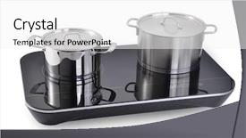  Presentation with kitchen utensils - Colorful presentation enhanced with modern kitchen induction cooker backdrop and a white colored foreground