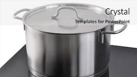  Presentation with kitchen utensils - Presentation theme consisting of modern kitchen induction cooker background and a light gray colored foreground