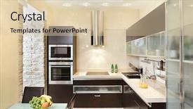  Presentation with interior - Colorful slide set enhanced with modern kitchen interior in warm backdrop and a lemonade colored foreground