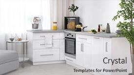  Presentation with electric - Slide deck with modern kitchen interior with electric background and a light gray colored foreground