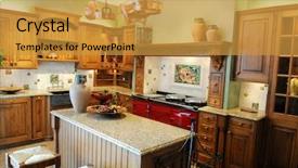  Presentation with bright - Slides with modern kitchen with bright appliances background and a gold colored foreground