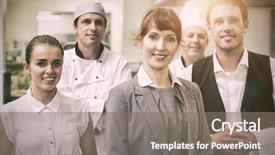  Presentation with staff - Presentation enhanced with modern kitchen with staff background and a gray colored foreground