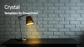  Presentation with desk - PPT theme featuring modern lamp on the desk background and a  colored foreground