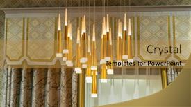  Presentation with lamps - Beautiful PPT theme featuring modern-lamps-are-hanging backdrop and a gold colored foreground