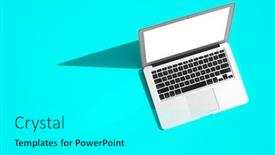  Presentation with modern color - Presentation design with modern-laptop-computer background and a cyan colored foreground
