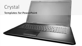  Presentation with laptop - Presentation consisting of modern-laptop-isolated-on-white background and a light gray colored foreground