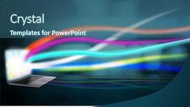  Presentation with new technology - Colorful PPT layouts enhanced with modern laptop streaming data new backdrop and a ocean colored foreground