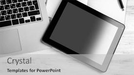  Presentation with notebook - Beautiful PPT layouts featuring modern-laptop-tablet-and-notebook backdrop and a light gray colored foreground