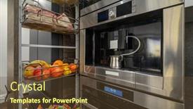  Presentation with dining table - Slide deck consisting of modern-large-luxurious-dark-brown background and a tawny brown colored foreground