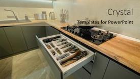  Presentation with utensils - Amazing presentation design having modern-large-luxury-dark-gray backdrop and a coral colored foreground