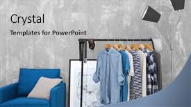  Presentation with t shirt on hanger design - Amazing slides having modern layout - casual stylish male shirts backdrop and a light gray colored foreground