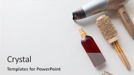  Presentation with hair brush - PPT layouts enhanced with modern layouts - hair tools beauty and hairdressing background and a white colored foreground