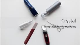  Presentation with tools - Audience pleasing slides consisting of modern layouts - hair tools hairstyle and hairdressing backdrop and a light gray colored foreground