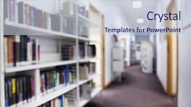  Presentation with books on bookshelf in library - Beautiful presentation featuring modern library corridor between bookshelves backdrop and a lemonade colored foreground