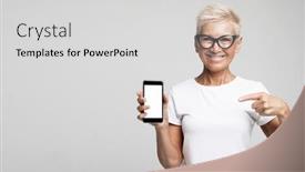  Presentation with electronic communication - Presentation theme consisting of modern-lifestyle-old-people-communication background and a light gray colored foreground