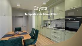  Presentation with light green - Slide deck having modern-light-green-luxurious-kitchen background and a gray colored foreground