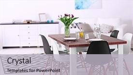  Presentation with living room - Audience pleasing presentation theme consisting of modern living room furniture set backdrop and a light gray colored foreground