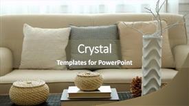  Presentation with living room - Audience pleasing slide deck consisting of modern living room interior backdrop and a coral colored foreground