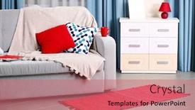  Presentation with living room - PPT theme enhanced with modern-living-room-interior background and a coral colored foreground