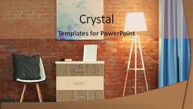  Presentation with living room - Slide deck having modern living room interior background and a coral colored foreground