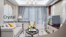  Presentation with living room - Amazing presentation theme having modern living room luxury decoration backdrop and a light gray colored foreground